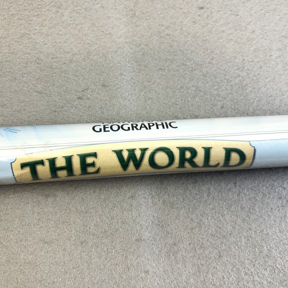 National Geographic Laminated World Decorator Map 46x30.5 Landforms Education - Picture 1 of 7